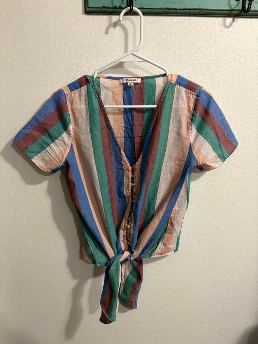 Madewell Multicolor Striped Tie-Front Button Shirt, Summer Vibes
